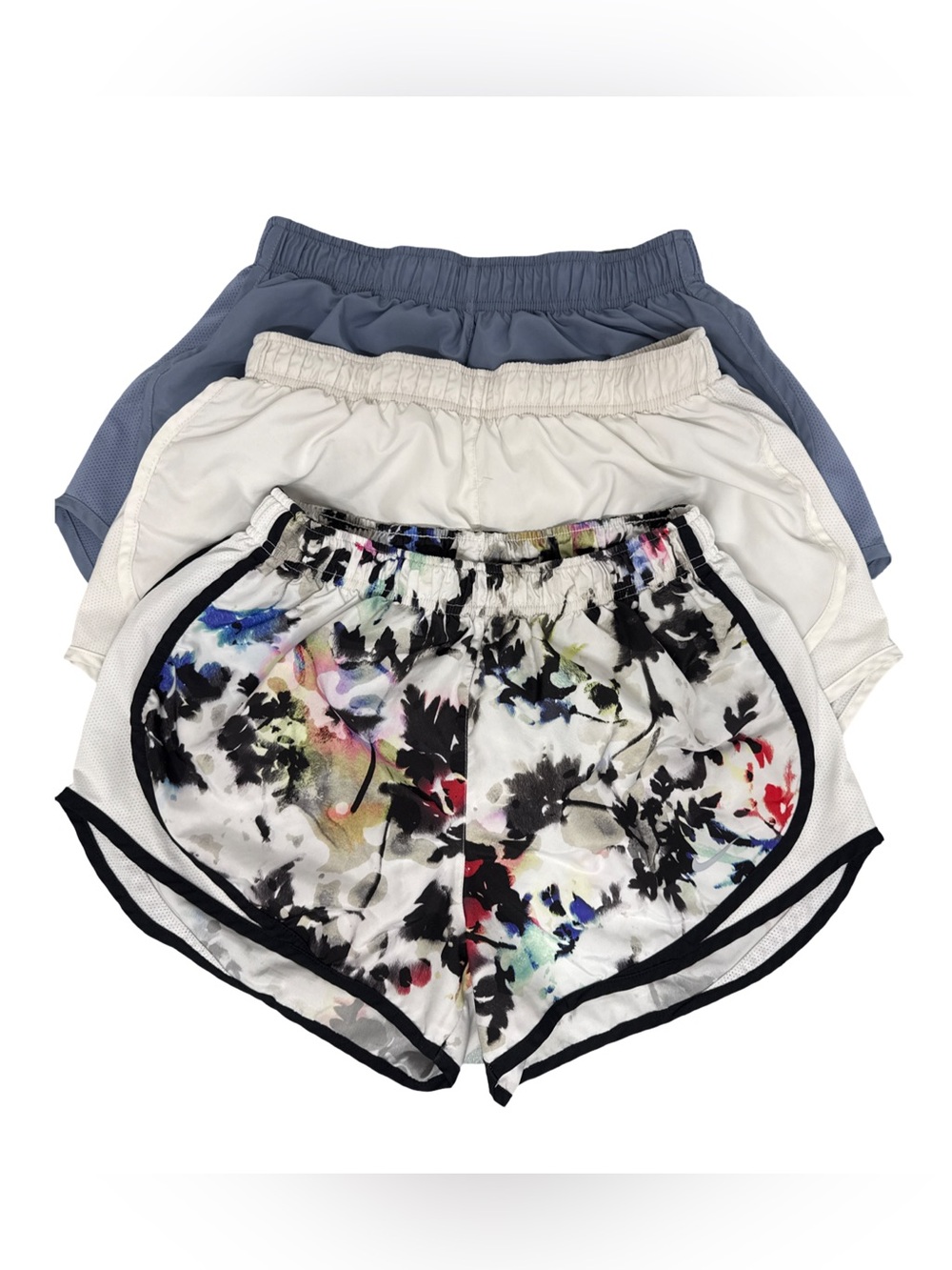 Nike Dri-Fit Floral Print and Solid Athletic Running Shorts 3 Set Women’s Medium